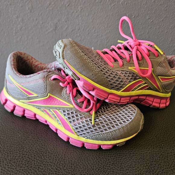 Reebok smooth flex ride 3.0 gray‎ with pink and neon yellow womens size 8.5 - Picture 1 of 8